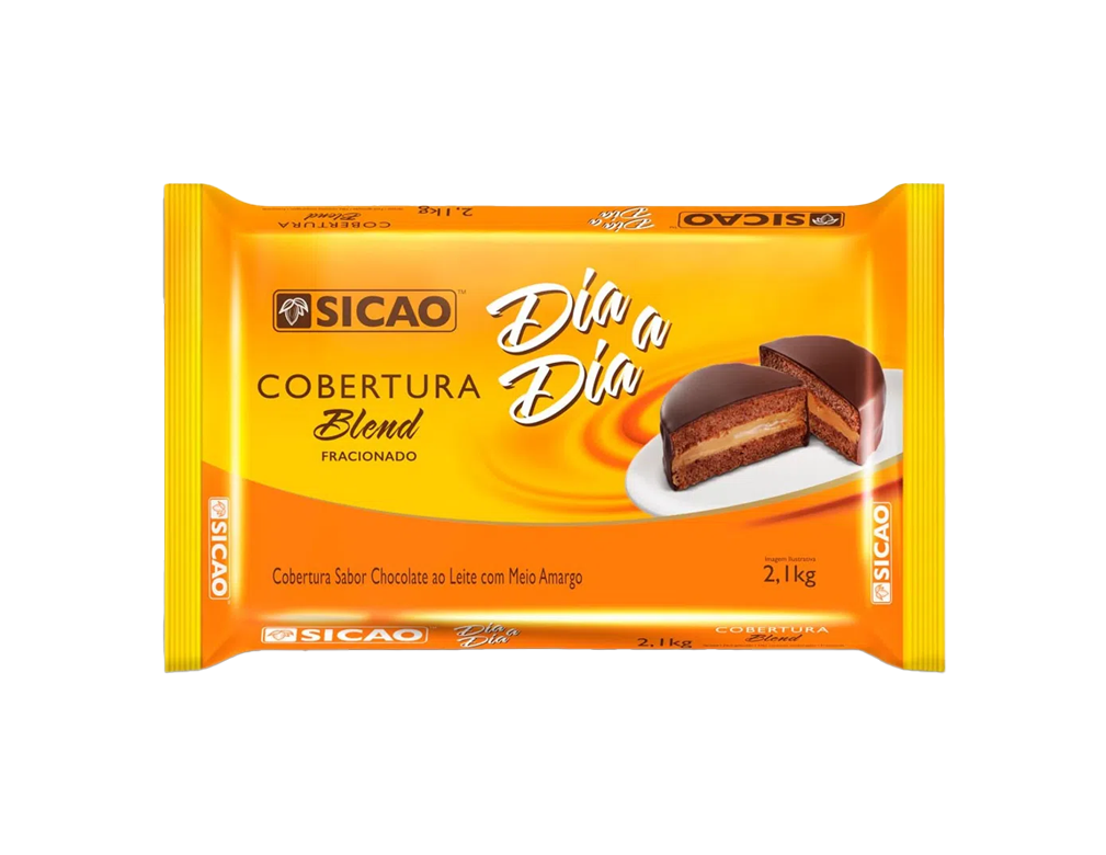 CHOCOLATE COBERTURA AO LEITE COM MEIO AMARGO DIA A DIA BLEND SICAO 2,1 KG 